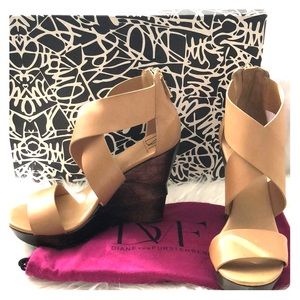 Diane Von Furstenberg wedge heels. Tan size 8